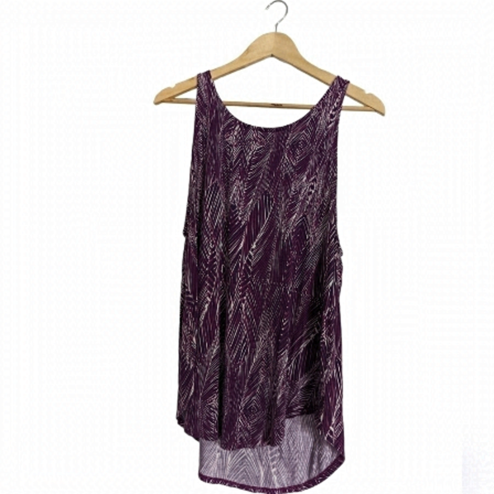2/$15 Woman's George Abstract Purple And White Basic Tank Top- Size Large